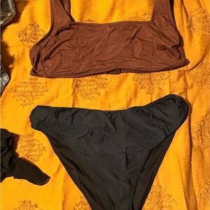 Brown and Black Bikini Set